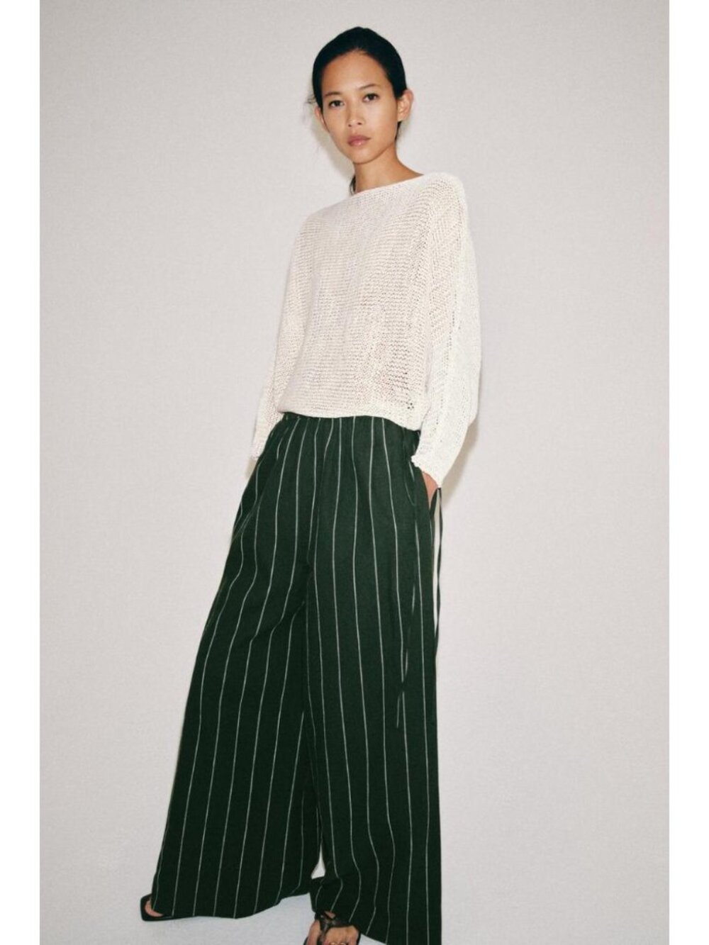 ZARA ZW COLLECTION STRIPED LINEN PANTS
